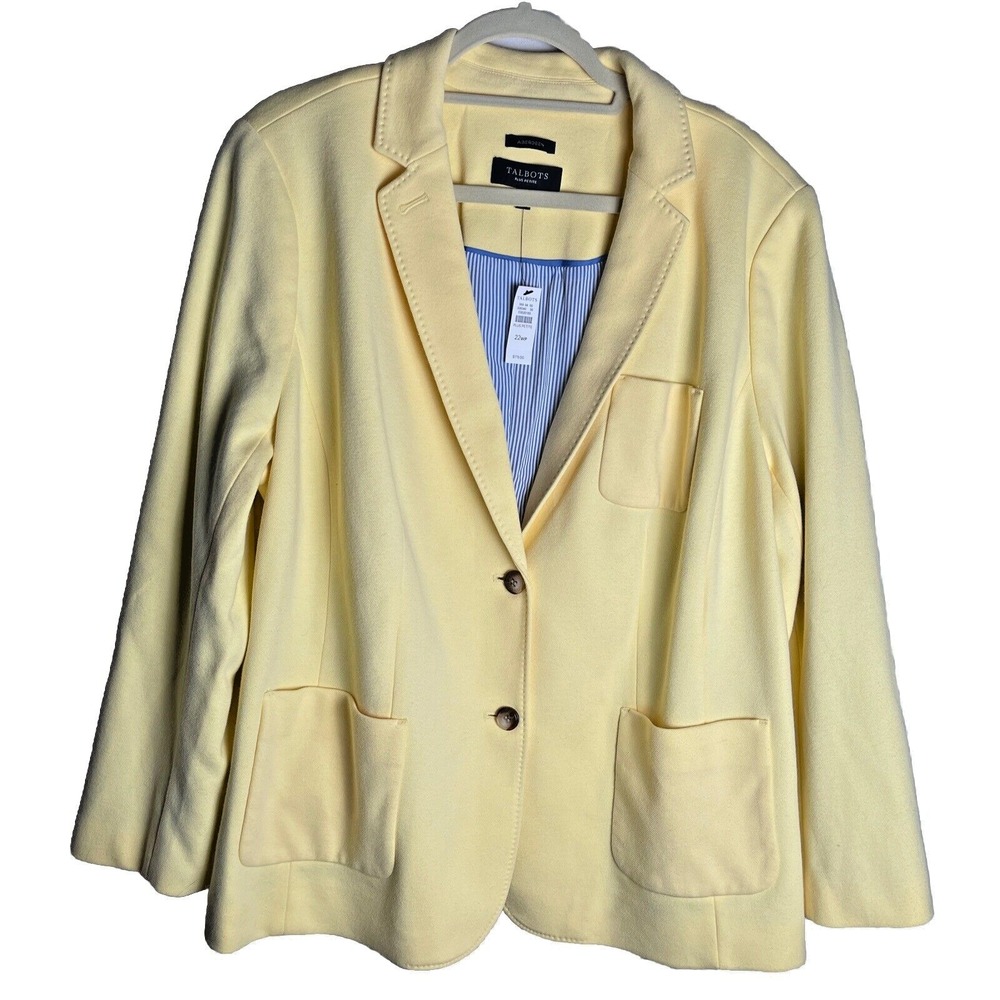 Talbots Yellow Blazer Jacket Aberdeen Womens Size 22WP Petite Stripe Lined New